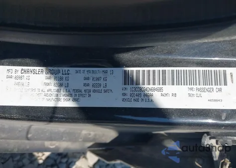 2013 Chrysler 200 Limited z USA, uszkodzony, nr VIN 1C3CCBCG4DN684685